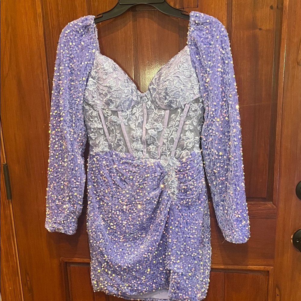 Lavish Lavender Sequin Mini Dress